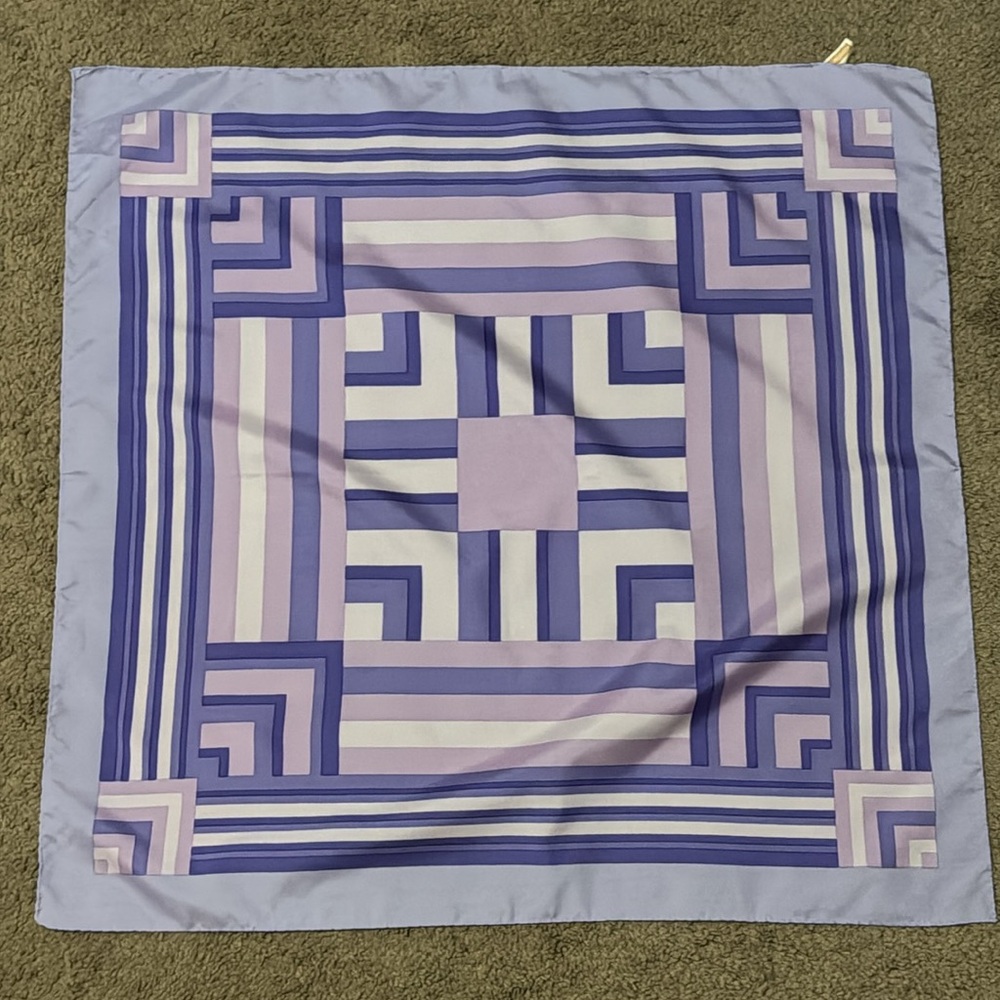 EUC Vintage MCM Geo Print Scarf-Square-Purple Shades-Polyester - Picture 9 of 14
